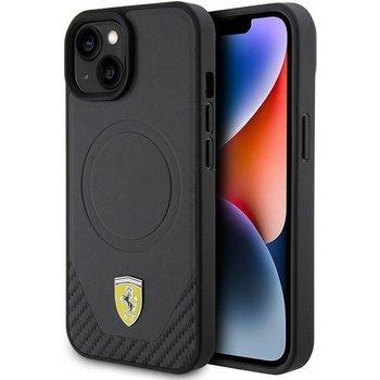 Ferrari Кейс Ferrari FEHMP15SPTEK за iPhone 15 6.1"", черен / черен, твърд, Carbon Metal Logo MagSafe (KXG0074552)