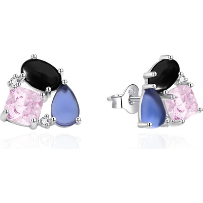 AGATO Elegantní náušnice s barevnými zirkony AGT-E129PC