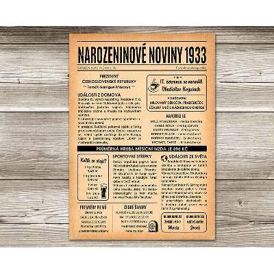 Narozeninové noviny 1933 - 1 strana
