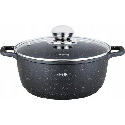 KINGHOFF Hrnec s poklicí mramorový povrch černý 1,3 l 16 cm plyn/indukce