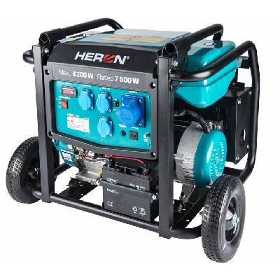 HERON 8896145 - Elektrocentrála rámová benzínová 1F, 8,2kW, podvozok, elektrický štart