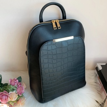 Image 1 of Черна кожена дамска Чанта/Раница Модел-6520-Copy