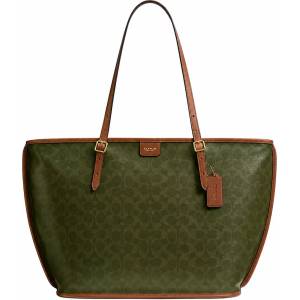 Coach Дамска чанта Coach Taxi Tote In Signature Canvas, Маслинено зелена (CCC40-BROWN)