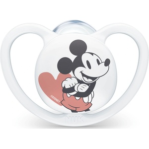 Nuk Силиконова залъгалка Nuk - Space Mickey, 18-36 m, бяла, с кутийка (10739747) - ozone