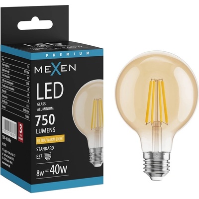 Mexen Vintis LED филаментна крушка E27, G80, 8W, Топла - 2200K, 750 lm, кехлибар - L155-E27-0822-50 (L155-E27-0822-50)