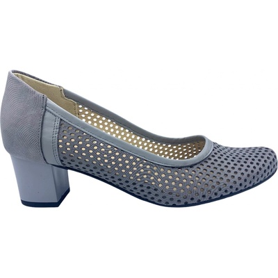 Kira dámské kožené lodičky na podpatku 2731 šedé – Zboží Dáma