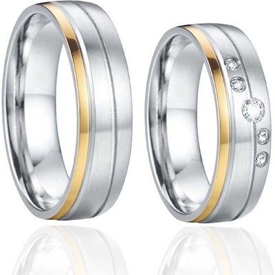 Steel Wedding Ocelové snubní prstýnky SPPL031 se zirkony