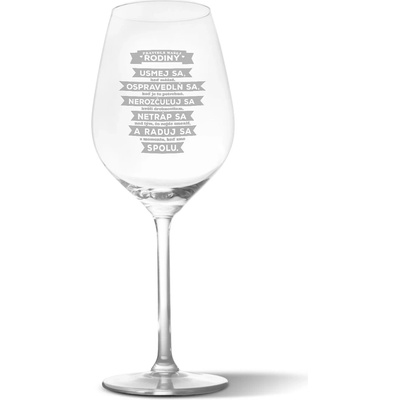 Sablio Pohár na víno Pravidlá našej rodiny 490 ml