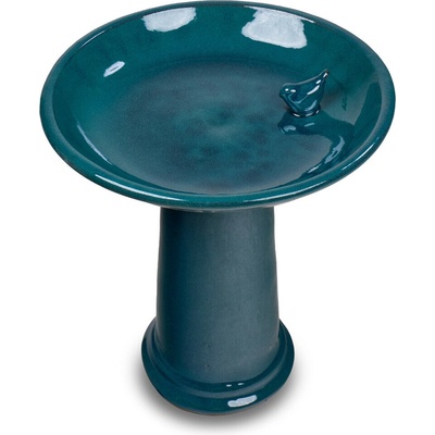Esschert Design Koupel pro ptáčky ELEGANT na noze podstavci 42x47cm modrá glazura