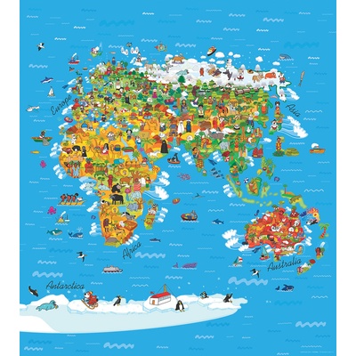 AG Design FTNXL-2540 Dětská vliesová fototapeta Mapa Světa rozměry 180 x 202 cm
