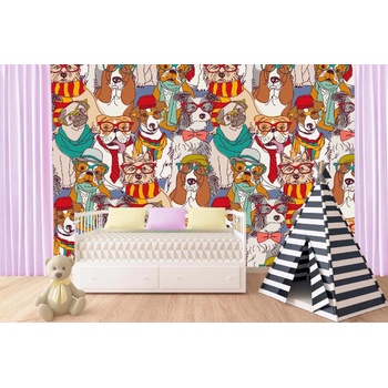 DIMEX ART s. r. o Самозалепваща се флизелинова фототапета хипстърско куче ii. 375 x 250 см