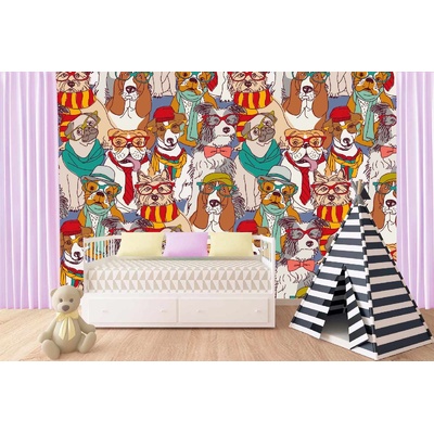 DIMEX ART Самозалепваща се флизелинова фототапета хипстърско куче ii. 375 x 250 см