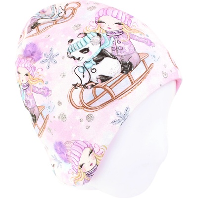 V-Mart Zateplená čepice Pandy na sáňkách Růžová – Zboží Dáma