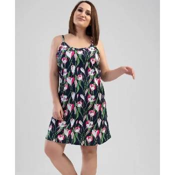 Макси нощница в тъмносиньо с цветя