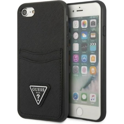 GUESS Кейс Guess GUHCI8PSATPK за iPhone 7/8 SE 2020 / SE 2022, твърд, черен / черен, Saffiano Triangle Logo Cardslot (GUE002521-0)