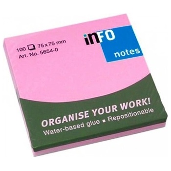 Image 1 of Info Самозалепващи листчета Info, 100л. , размер 75x75mm, розови (OK4903)