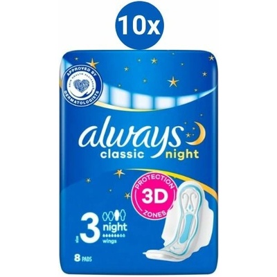 Always vložky Classic night 10 x 8 ks