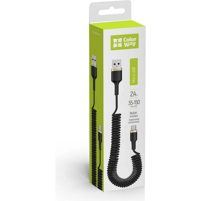ColorWay CW-CBUM051-BK USB MicroUSB Spiral, 2.4A, 1m, černý