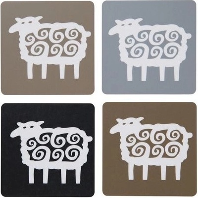 Klippan Švédsko Tácky pod sklenice Sheep 4-set 9x9cm