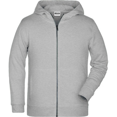 James & Nicholson Mikina s kapucí JN 8026K na zip, dětská COT02826K03405-grey heathe 2XL Melír šedá