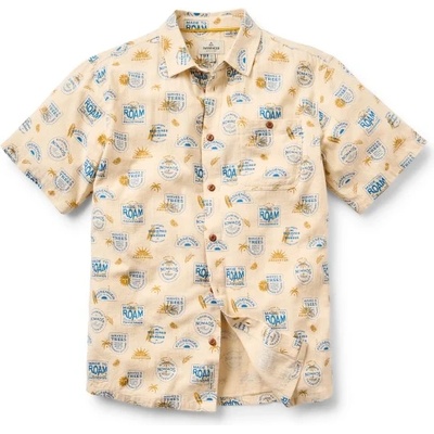 Passenger Мъжка риза с копчета Passenger Chill Textured Organic Cotton S/S Shirt - Badge Birch (033-3114-0113)