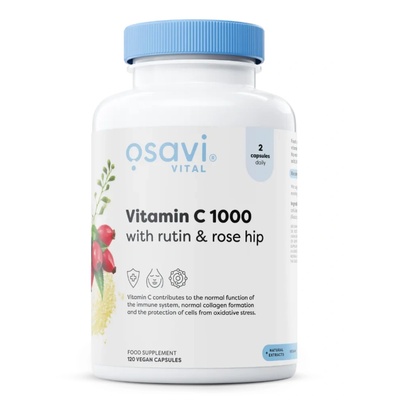 Osavi витамин С с рутин и шипка, 1000 mg витамин С с рутин и шипка, 120 веган капсули