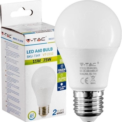 V-TAC LED žiarovka E27 A60 11W teplá biela