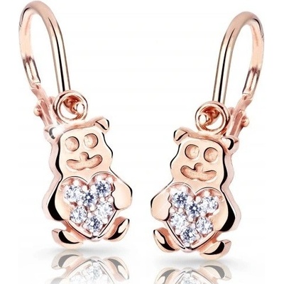Cutie Jewellery Detské náušnice z ružového zlata Medvedíci C2751-10-X-4 biela