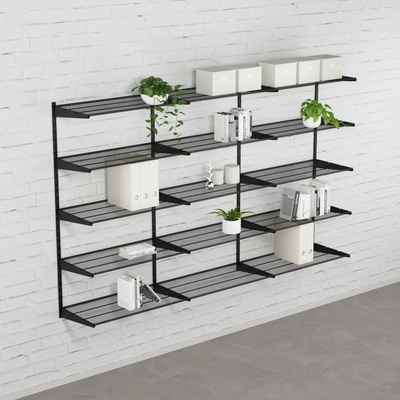 Walteco Nástenná regálová zostava TRIPLE, 1500x2430 mm, čierna Hĺbka: 330 mm , SHBLT300
