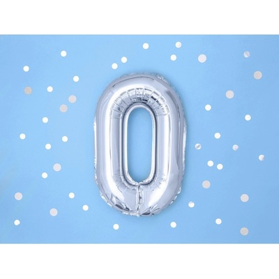 FB10M 0 018 Fóliový balón strieborný číslo 35 cm 0