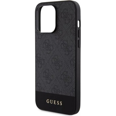 CG Mobile iPhone 15 Pro GUESS 4G STRIPE пластмасов протектор за телефон, текстилен заден капак, MagSafe, BLACK GUHMP15LG4GLGR (GUHMP15LG4GLGR)