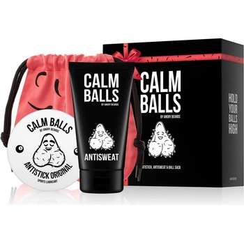 Angry Beards Calm Balls lubrikant Antistick 150 ml + deodorant na intimní partie Antisweat 150 ml + růžový pytlík dárková sada