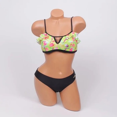 Бански в зелено и черно с лалета и къдри - чашка В