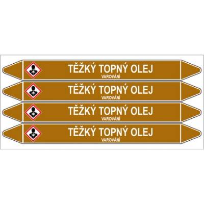 Značení potrubí, těžký topný olej,4 ks, 250 × 26 mm PZ 008033