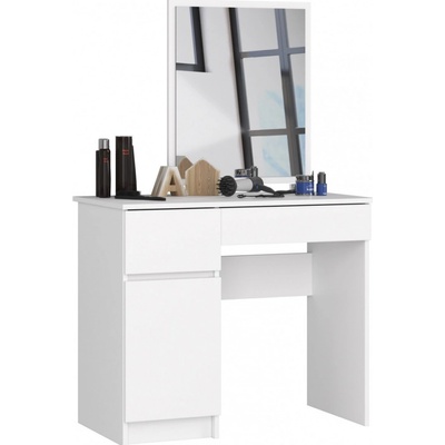 Ak furniture Kozmetický stolík so zrkadlom P-2 II 90x50 cm biely ľavý
