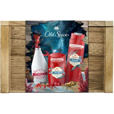 Old Spice Deep Sea Подаръчен комплект, с дървена кутия, 3 части