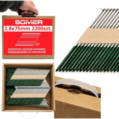 Klince Somer pozinkované prstencové 2,9x75 mm 2200 ks 34°