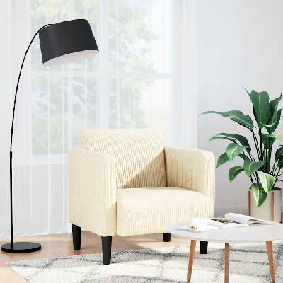 vidaXL 4100517 Rozkládací s područkami krémová 54cm manšestrová tkanina