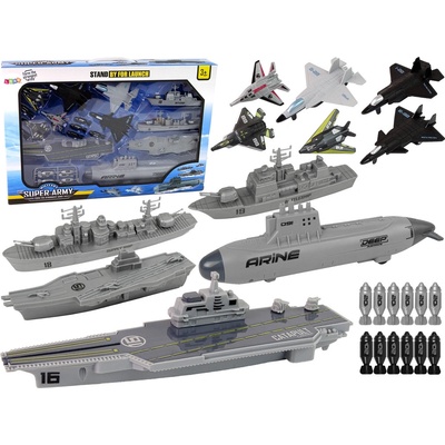 Lean Toys Sada námořních dělových člunů ponorky proudové letouny letadlové lodě Bomby