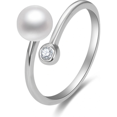 Agato stříbrný prsten s perlou a zirkonem AGG469P