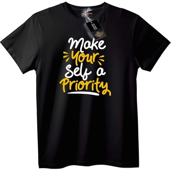 NOONEBRAND Тениска Направи Себе Си Приоритет - 2XL, Black