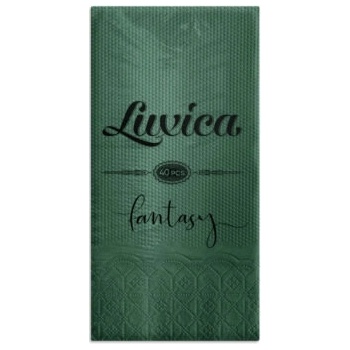 Luxica® Fantasy тъмно зелени салфетки с дискретен релеф и фин бордюр 2 слоя | 40 броя Сгъвка 1/8 (29092922929)