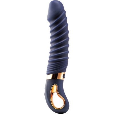 DreamToys Goddess - вибратор с оребряване и подгряване (тъмносин)