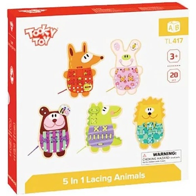Tooky Toy - Дървена игра за шиене, Весели животни
