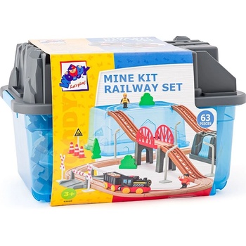 Image 1 of Woodyland Woody - Комплект с дървено влакче с батерия, Мина, 63 части