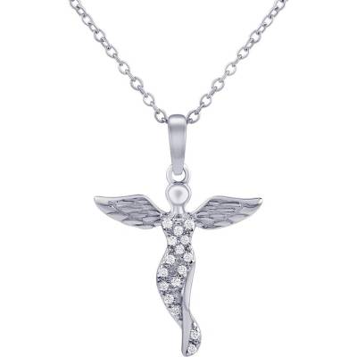 SILVEGO Stříbrný s přívěskem anděla adoniel s brilliance zirconia JJJ0977N