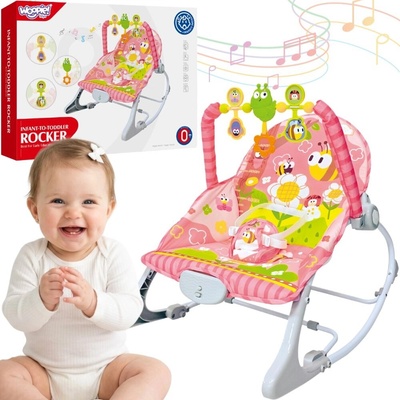 Woopie Baby ružové vibračné hojdacie lehátko s hrazdičkou