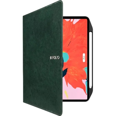 SwitchEasy CoverBuddy Folio Lite - кожен кейс с поставка и отделение за Apple Pencil 2 за iPad Pro 12.9 (2020) (тъмнозелен)
