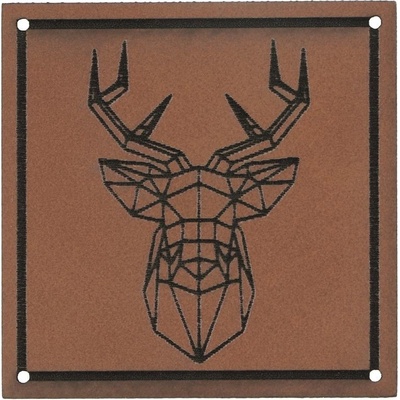 Kožený štítok Jeleň škoricovo hnedý 4,3 x 4,3 cm