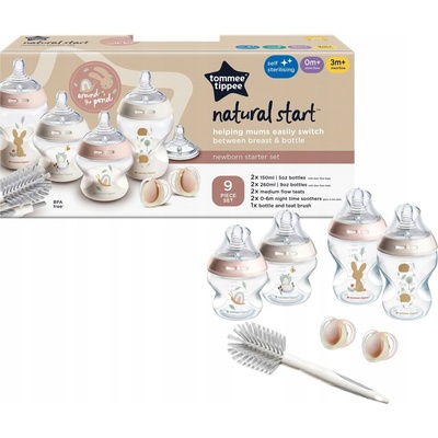Tommee Tippee startovací sada 4 x láhev + 4 x dudlík + kartáč